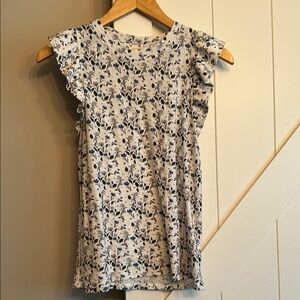 Nation LTD Black and White Ruffled Fitted Blouse